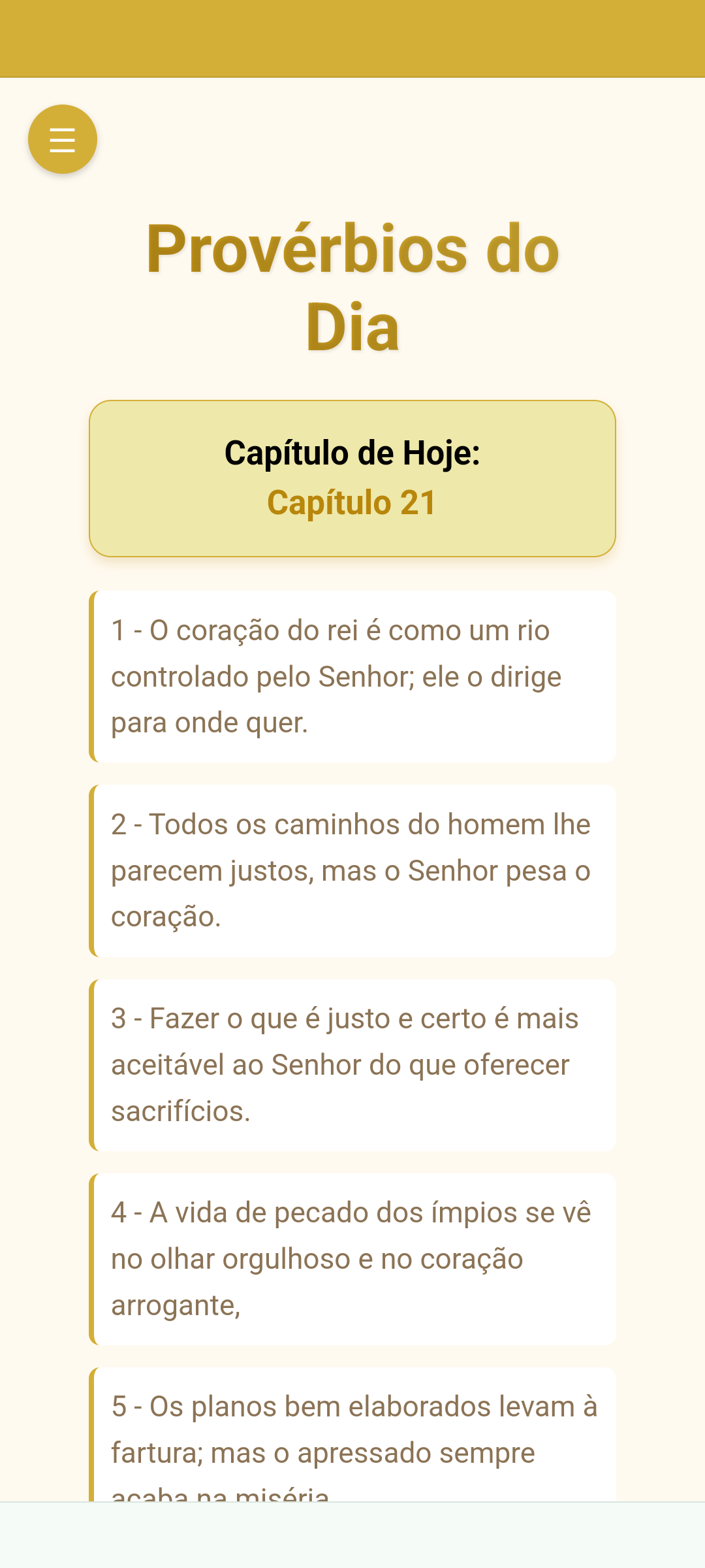 Captura de tela do aplicativo Provérbio do Dia